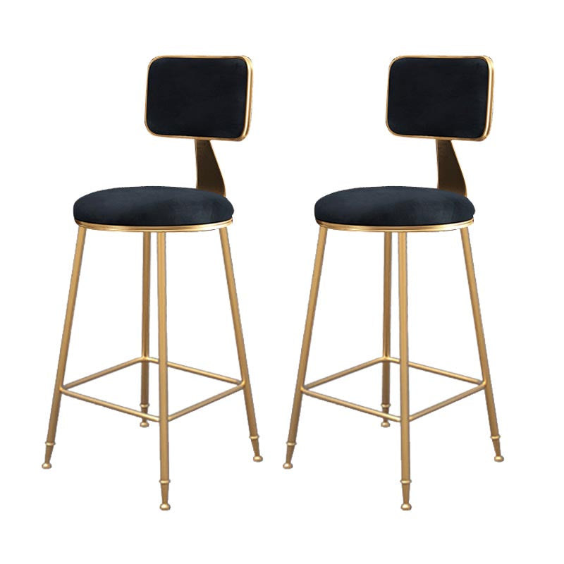 Glam Metal Barstool Velvet Gold Furniture in Matte Finish for Indoor