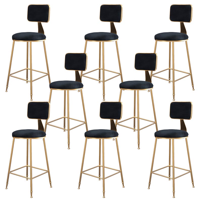Glam Metal Barstool Velvet Gold Furniture in Matte Finish for Indoor