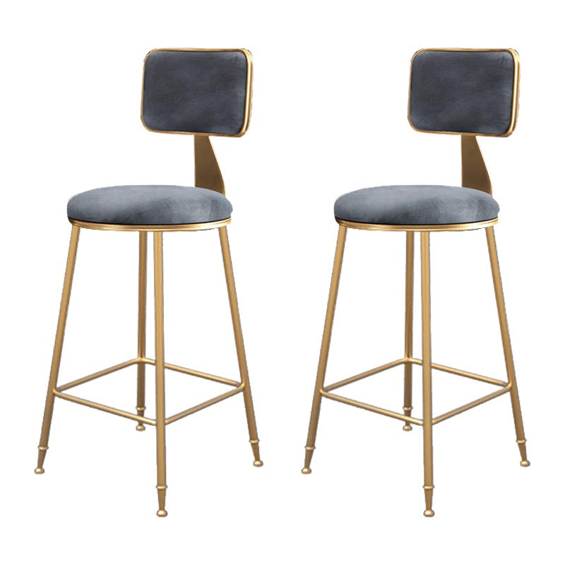 Glam Metal Barstool Velvet Gold Furniture in Matte Finish for Indoor