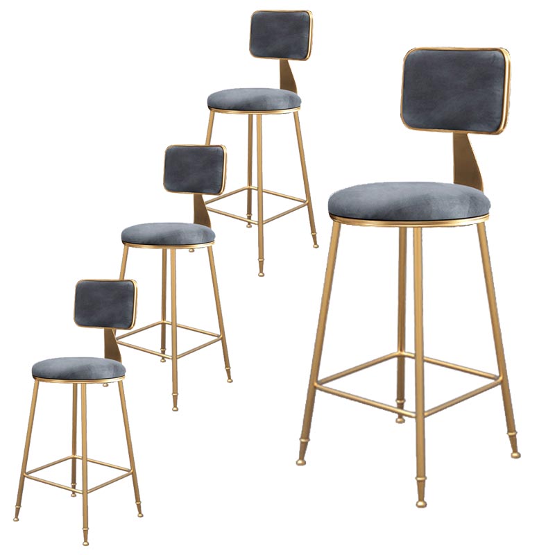 Glam Metal Barstool Velvet Gold Furniture in Matte Finish for Indoor