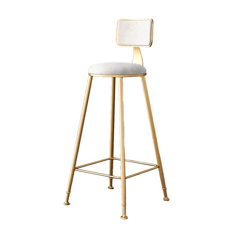 Glam Metal Barstool Velvet Gold Furniture in Matte Finish for Indoor