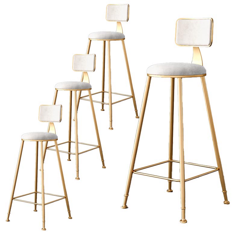 Glam Metal Barstool Velvet Gold Furniture in Matte Finish for Indoor