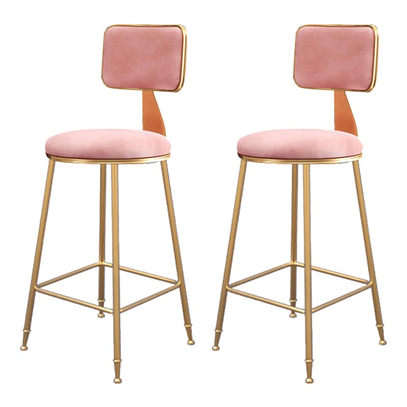 Glam Metal Barstool Velvet Gold Furniture in Matte Finish for Indoor