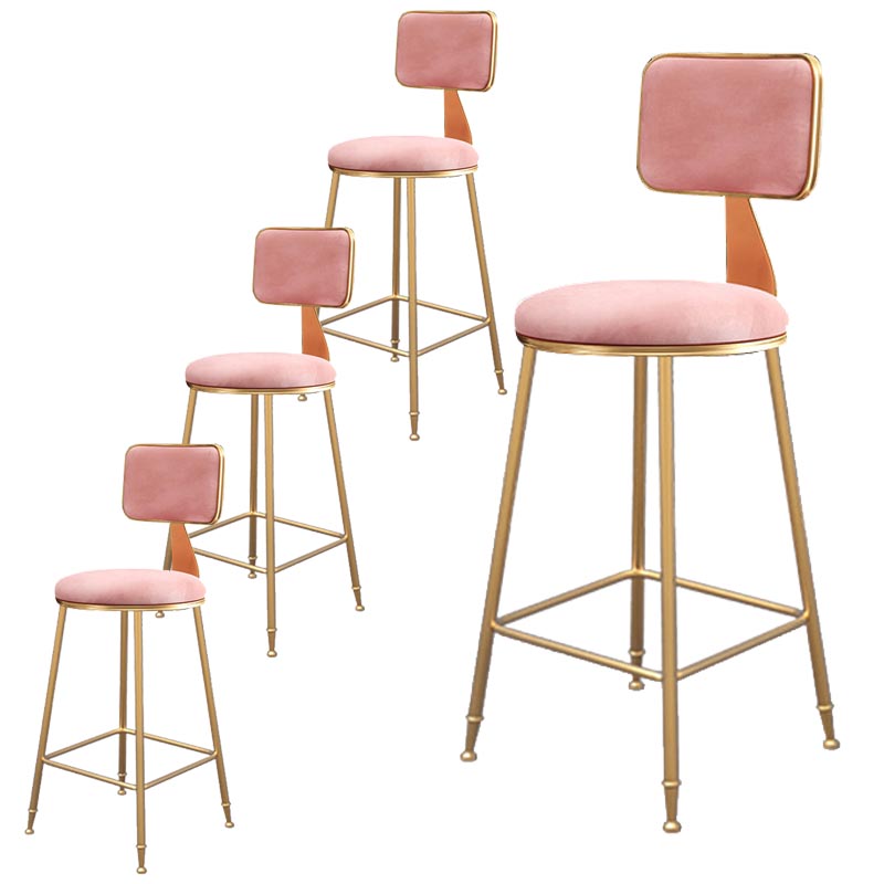 Glam Metal Barstool Velvet Gold Furniture in Matte Finish for Indoor