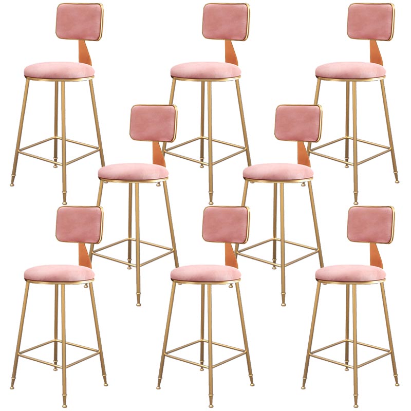 Glam Metal Barstool Velvet Gold Furniture in Matte Finish for Indoor