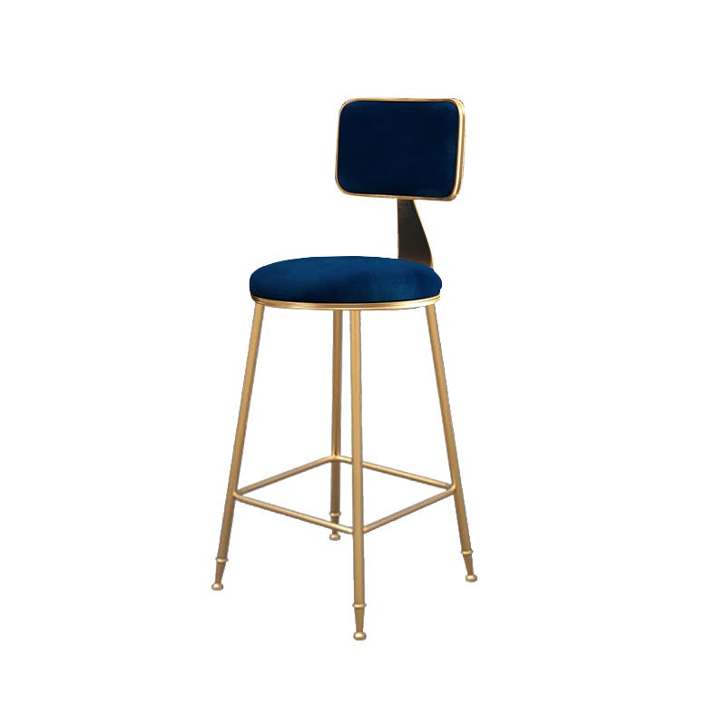 Glam Metal Barstool Velvet Gold Furniture in Matte Finish for Indoor