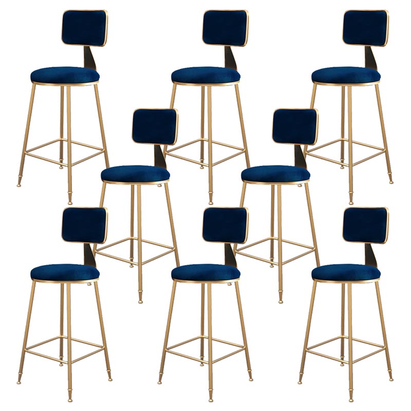 Glam Metal Barstool Velvet Gold Furniture in Matte Finish for Indoor