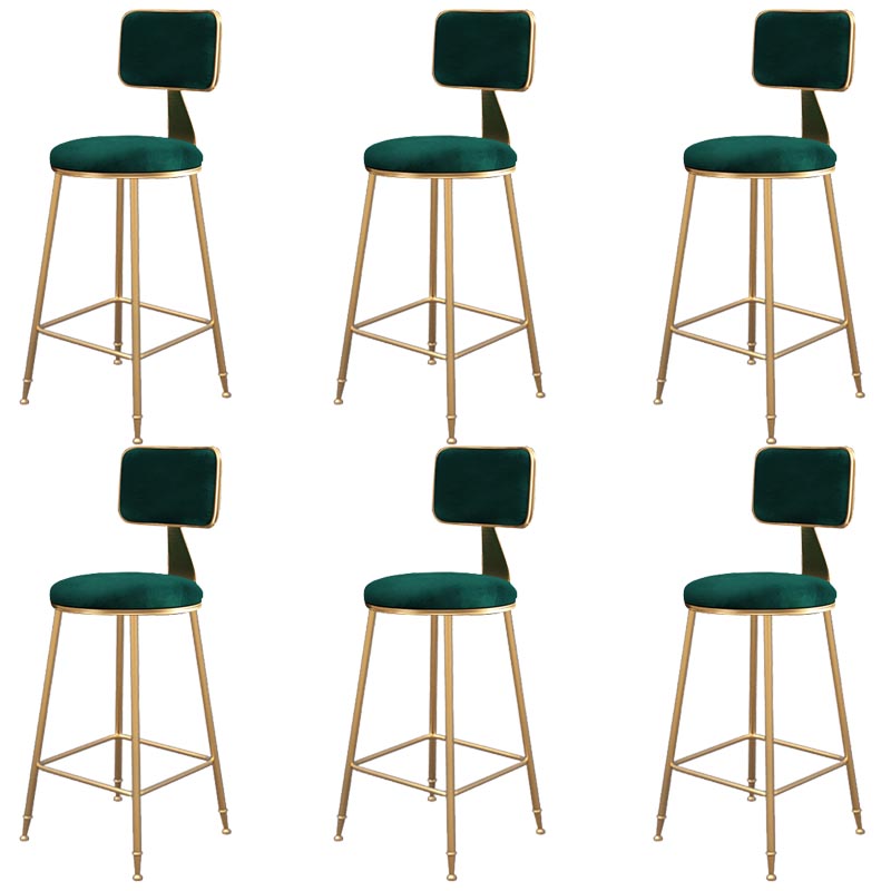 Glam Metal Barstool Velvet Gold Furniture in Matte Finish for Indoor