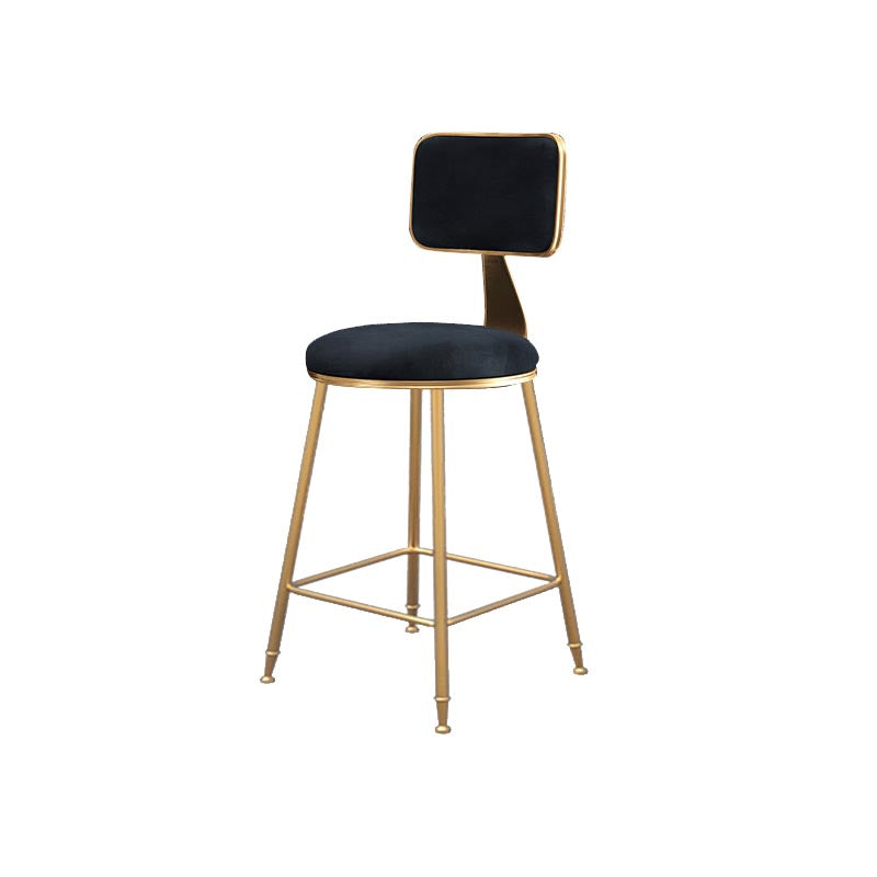 Glam Metal Barstool Velvet Gold Furniture in Matte Finish for Indoor