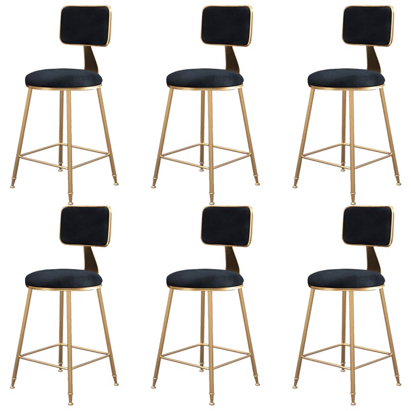 Glam Metal Barstool Velvet Gold Furniture in Matte Finish for Indoor