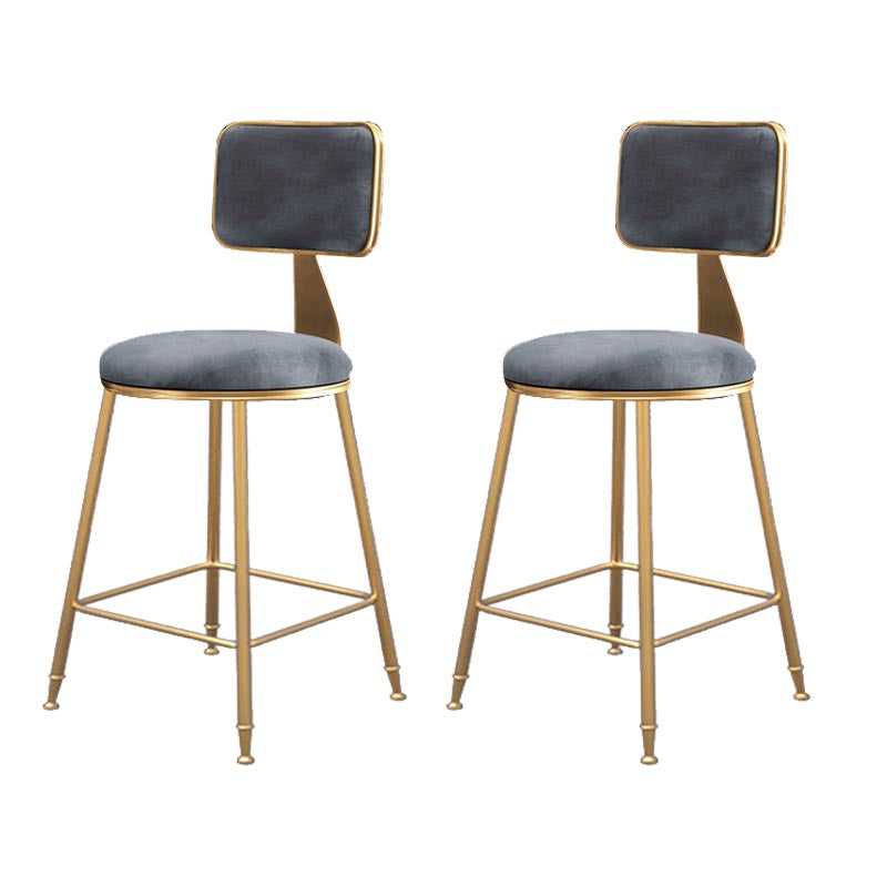 Glam Metal Barstool Velvet Gold Furniture in Matte Finish for Indoor