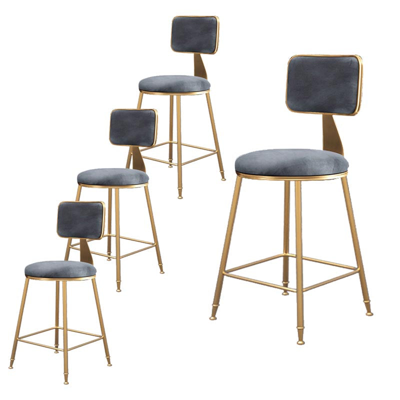 Glam Metal Barstool Velvet Gold Furniture in Matte Finish for Indoor