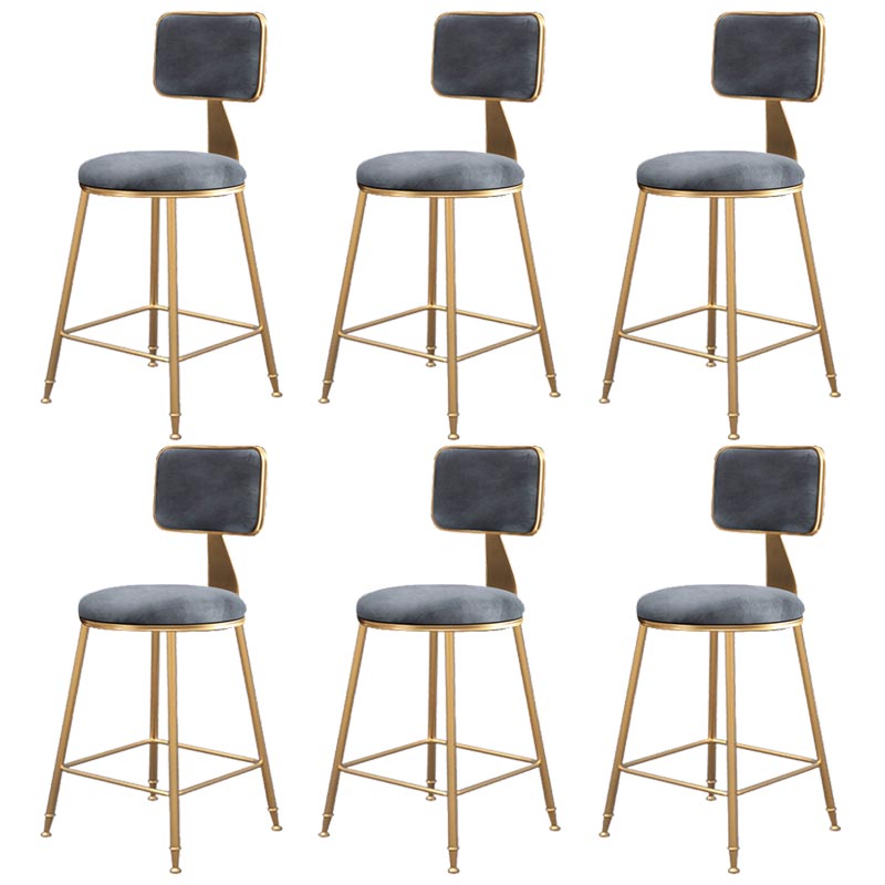 Glam Metal Barstool Velvet Gold Furniture in Matte Finish for Indoor