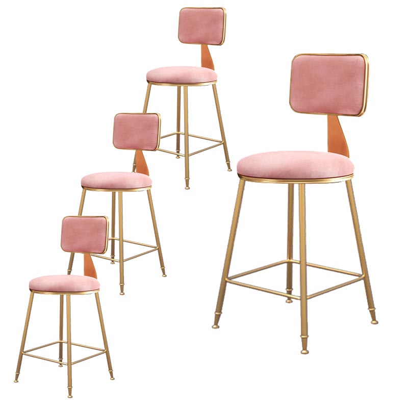 Glam Metal Barstool Velvet Gold Furniture in Matte Finish for Indoor
