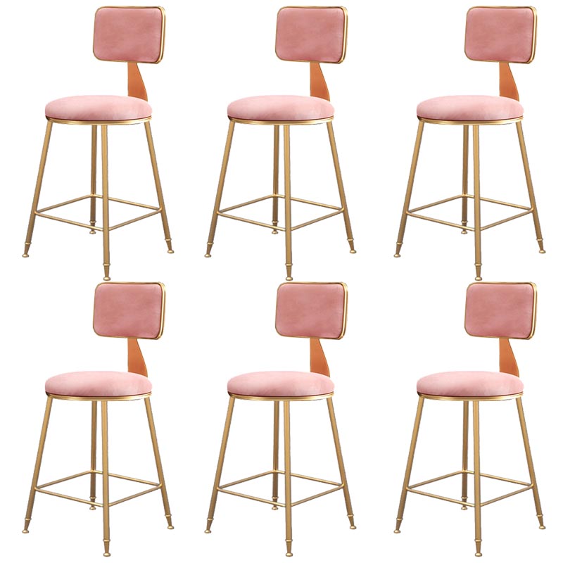 Glam Metal Barstool Velvet Gold Furniture in Matte Finish for Indoor