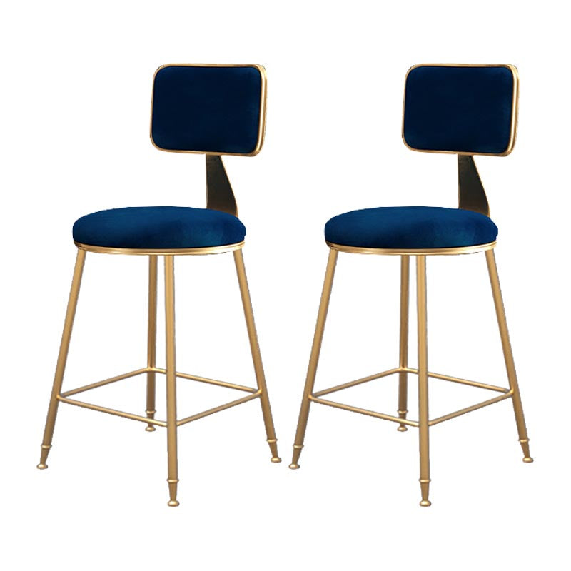 Glam Metal Barstool Velvet Gold Furniture in Matte Finish for Indoor