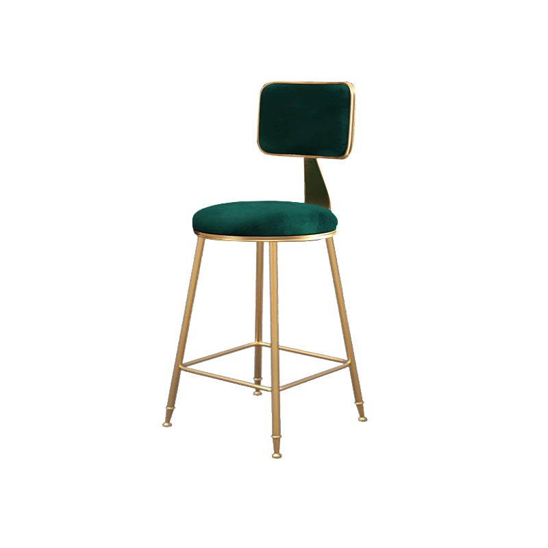 Glam Metal Barstool Velvet Gold Furniture in Matte Finish for Indoor