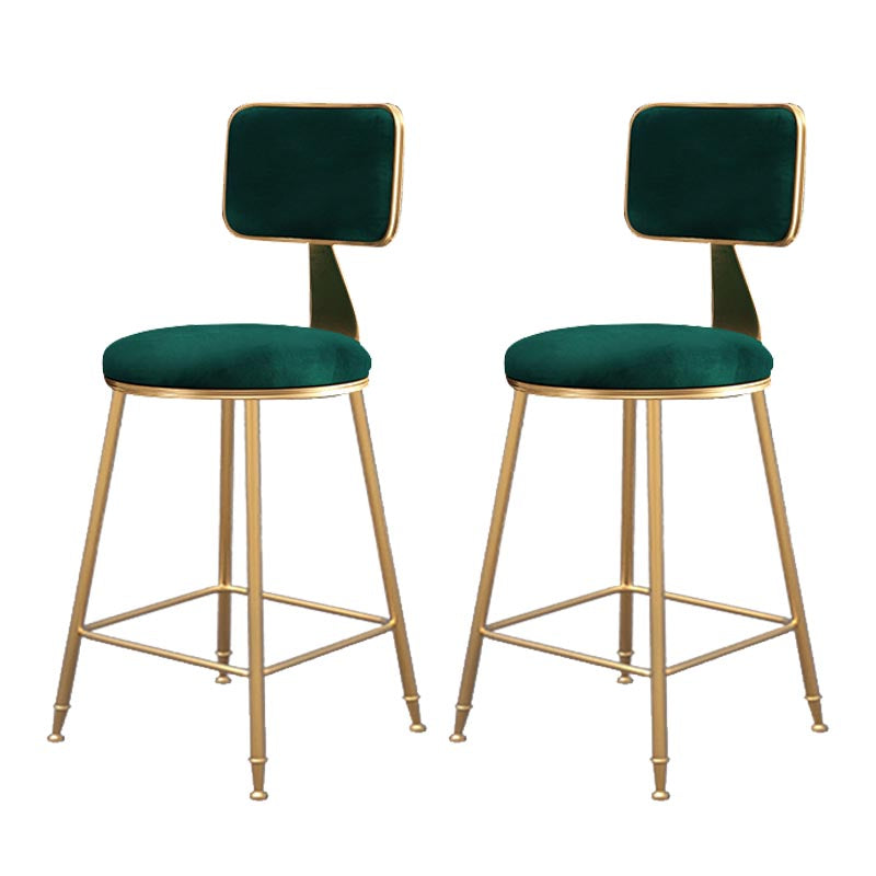 Glam Metal Barstool Velvet Gold Furniture in Matte Finish for Indoor
