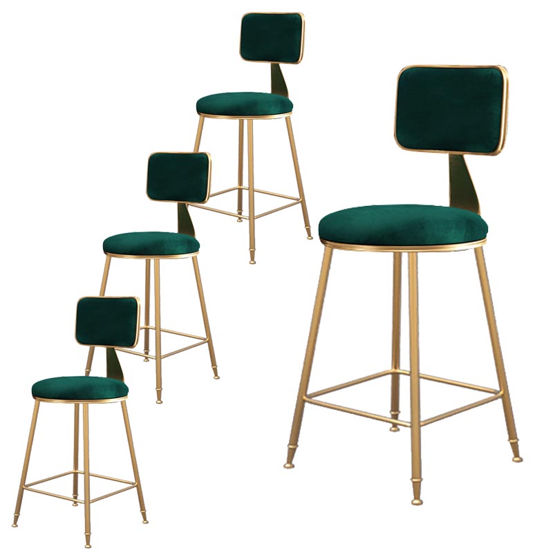 Glam Metal Barstool Velvet Gold Furniture in Matte Finish for Indoor