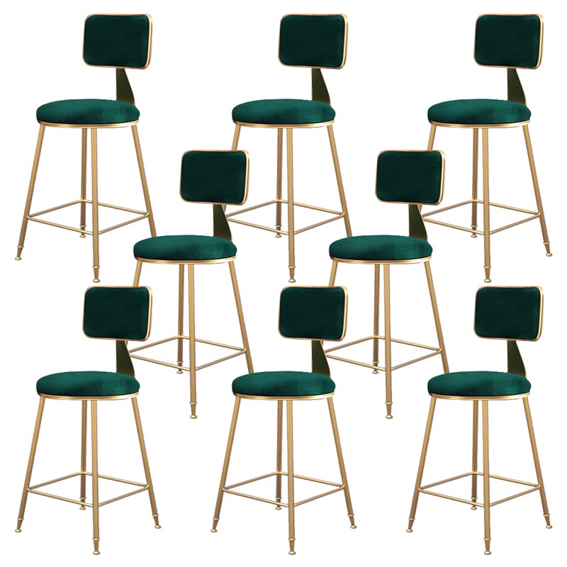 Glam Metal Barstool Velvet Gold Furniture in Matte Finish for Indoor