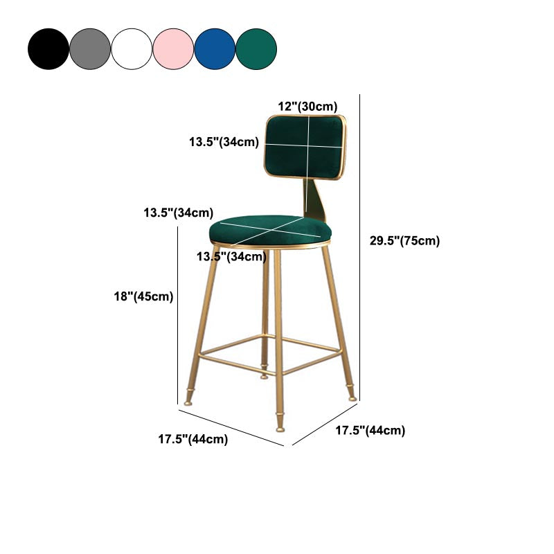 Glam Metal Barstool Velvet Gold Furniture in Matte Finish for Indoor