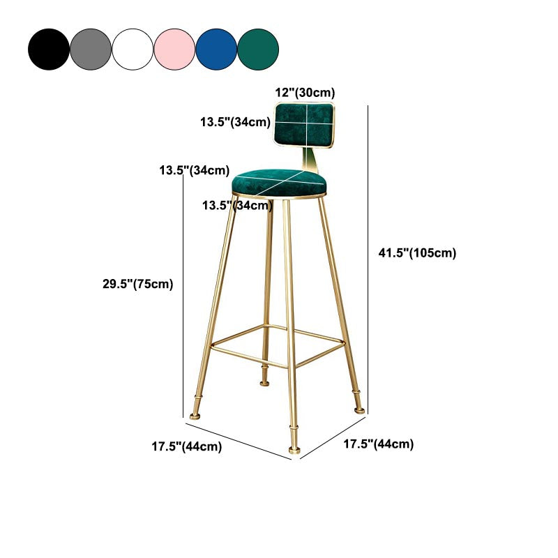 Glam Metal Barstool Velvet Gold Furniture in Matte Finish for Indoor