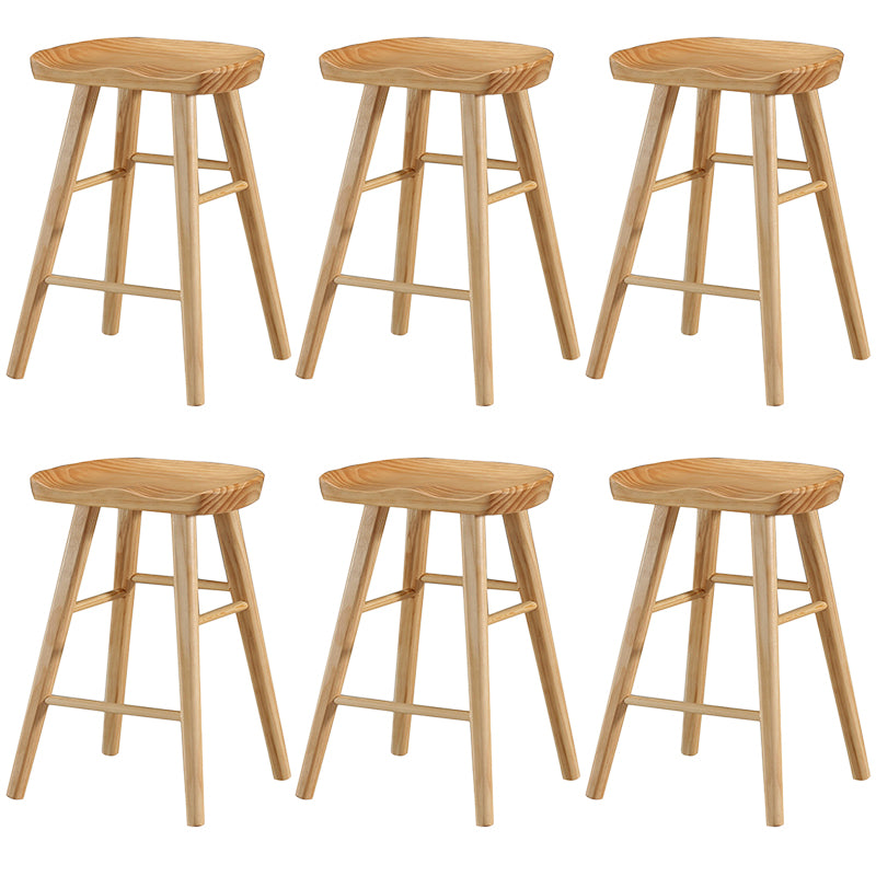 Modern Backless Footrest Stool Contoured Pine Solid Wood Bar Stool