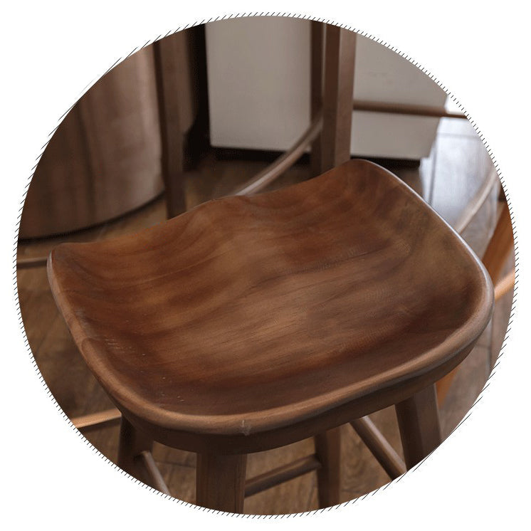 Modern Backless Footrest Stool Contoured Pine Solid Wood Bar Stool