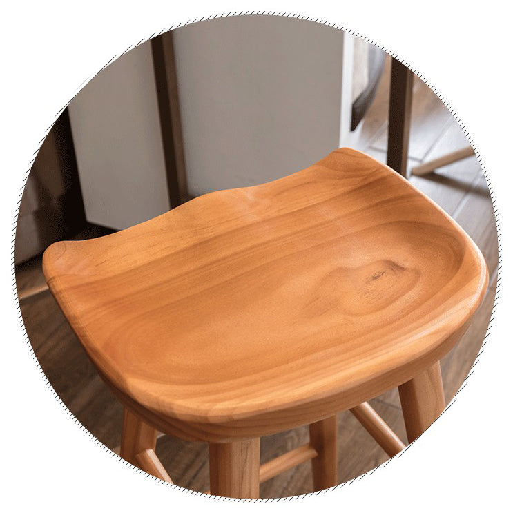 Modern Backless Footrest Stool Contoured Pine Solid Wood Bar Stool