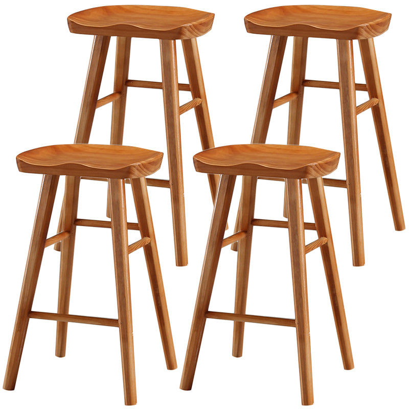 Modern Backless Footrest Stool Contoured Pine Solid Wood Bar Stool