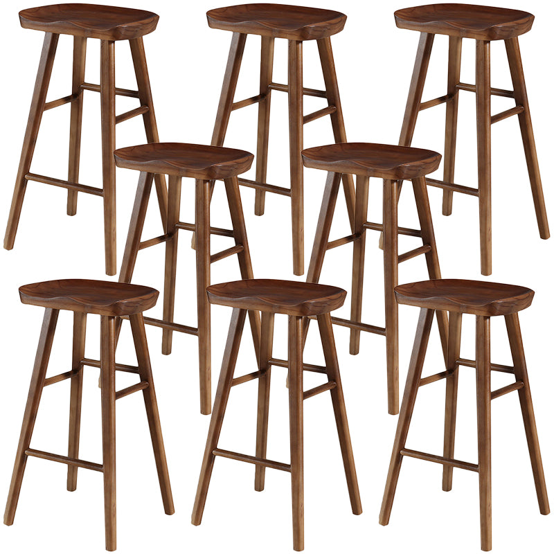 Modern Backless Footrest Stool Contoured Pine Solid Wood Bar Stool