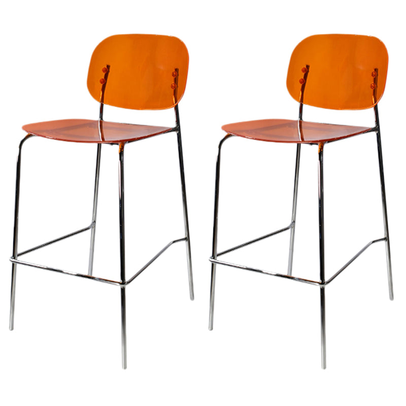 Modern Silver Base Counter Stool Rectangle Acrylic Footrest Counter-height Stool