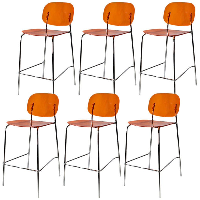 Modern Silver Base Counter Stool Rectangle Acrylic Footrest Counter-height Stool