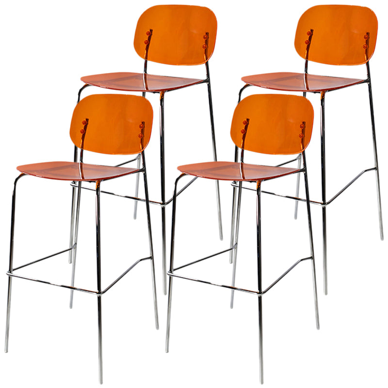 Modern Silver Base Counter Stool Rectangle Acrylic Footrest Counter-height Stool