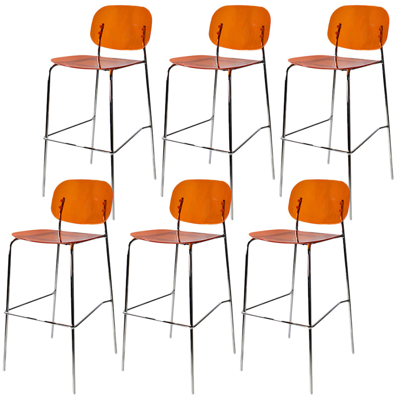 Modern Silver Base Counter Stool Rectangle Acrylic Footrest Counter-height Stool