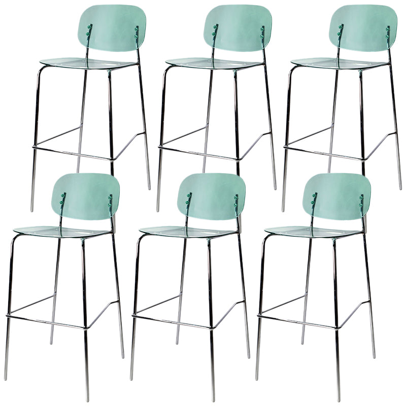 Modern Silver Base Counter Stool Rectangle Acrylic Footrest Counter-height Stool