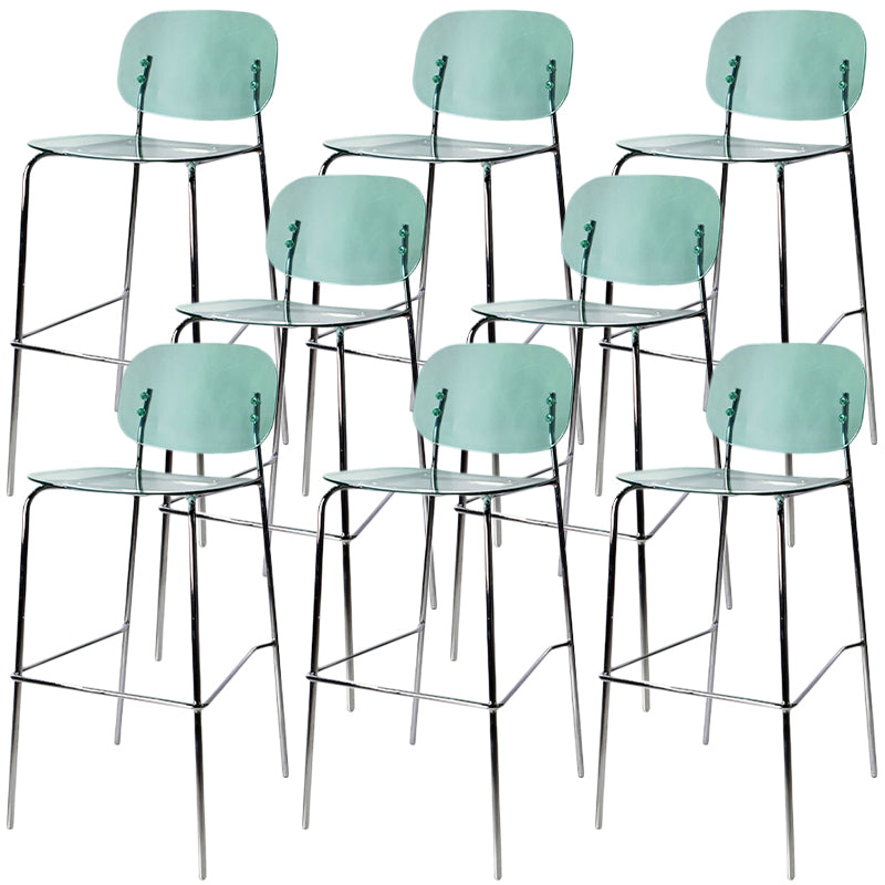 Modern Silver Base Counter Stool Rectangle Acrylic Footrest Counter-height Stool