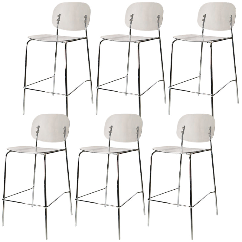 Modern Silver Base Counter Stool Rectangle Acrylic Footrest Counter-height Stool