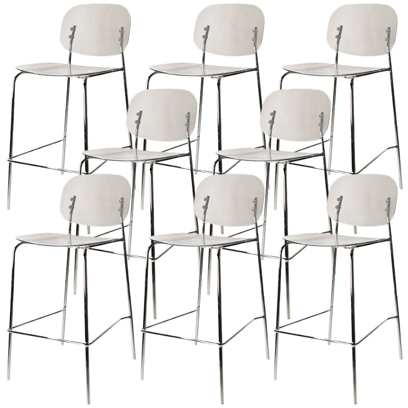 Modern Silver Base Counter Stool Rectangle Acrylic Footrest Counter-height Stool