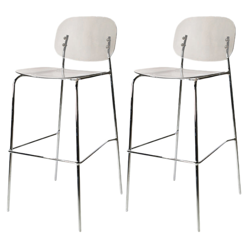 Modern Silver Base Counter Stool Rectangle Acrylic Footrest Counter-height Stool