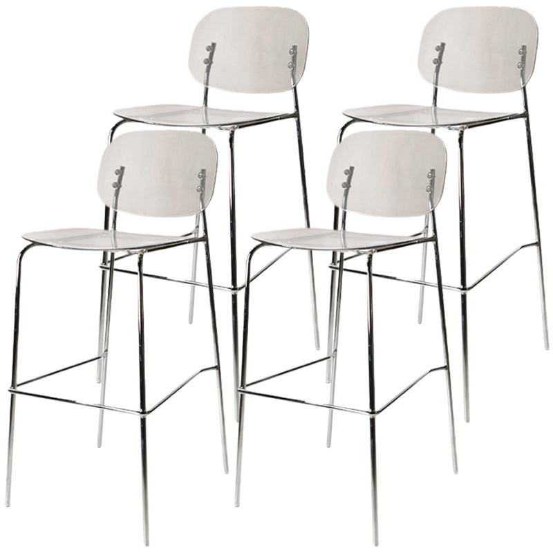 Modern Silver Base Counter Stool Rectangle Acrylic Footrest Counter-height Stool