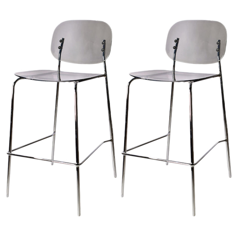 Modern Silver Base Counter Stool Rectangle Acrylic Footrest Counter-height Stool