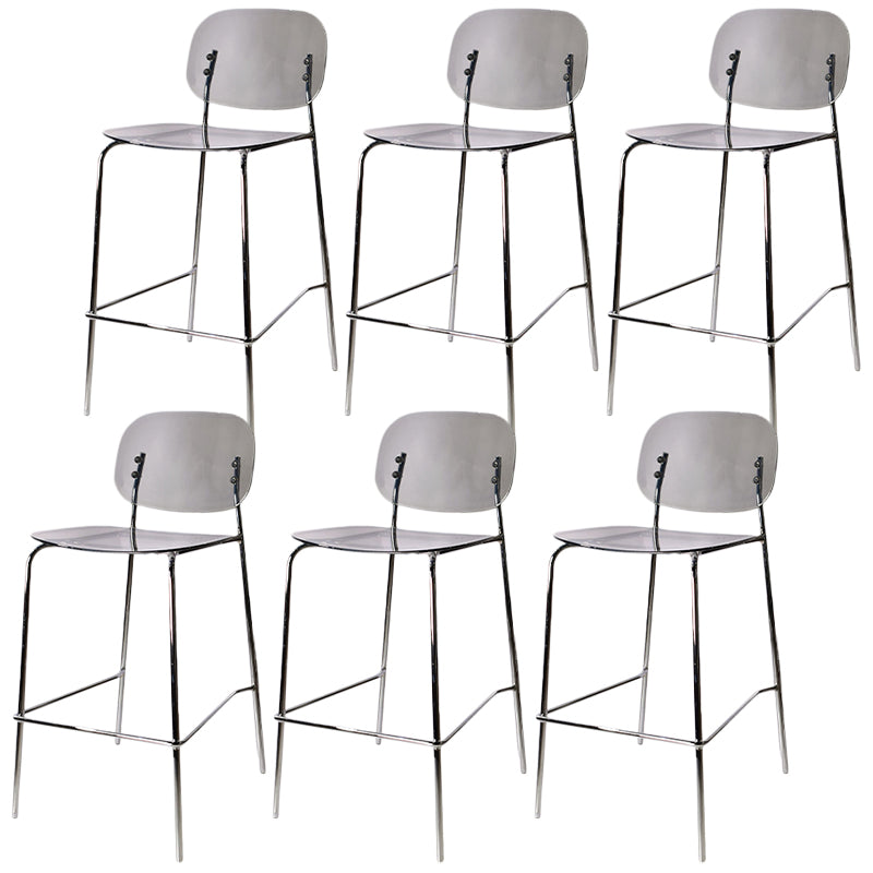 Modern Silver Base Counter Stool Rectangle Acrylic Footrest Counter-height Stool