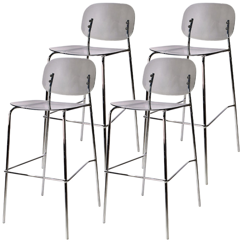 Modern Silver Base Counter Stool Rectangle Acrylic Footrest Counter-height Stool