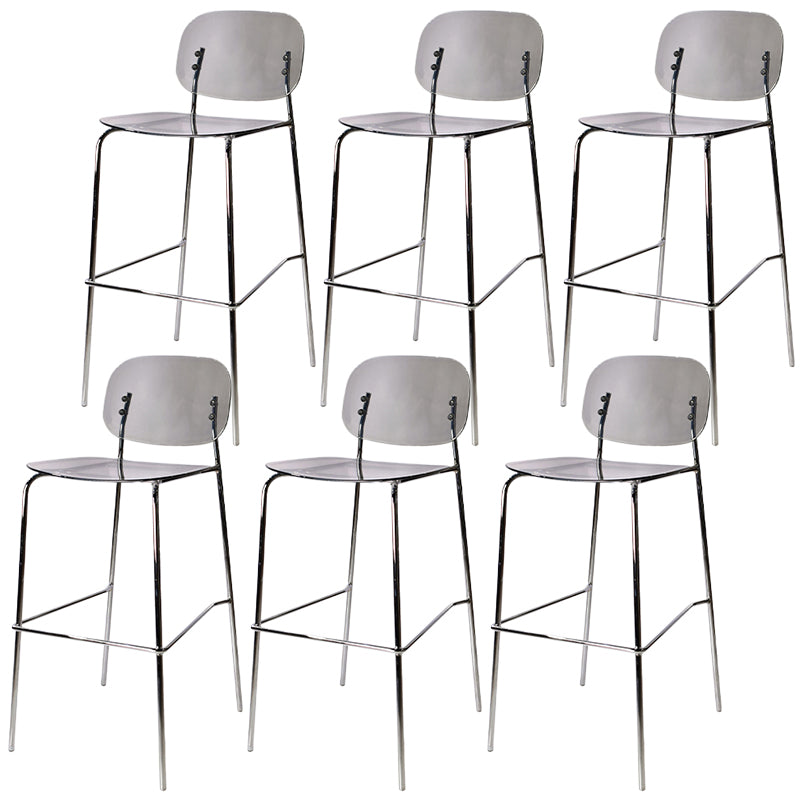 Modern Silver Base Counter Stool Rectangle Acrylic Footrest Counter-height Stool