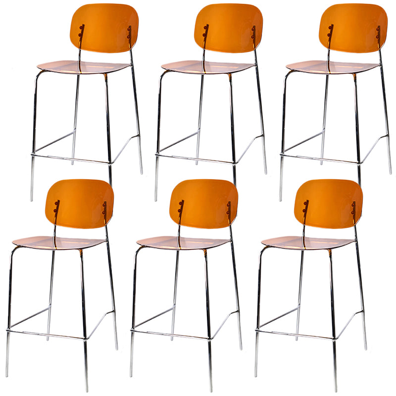 Modern Silver Base Counter Stool Rectangle Acrylic Footrest Counter-height Stool