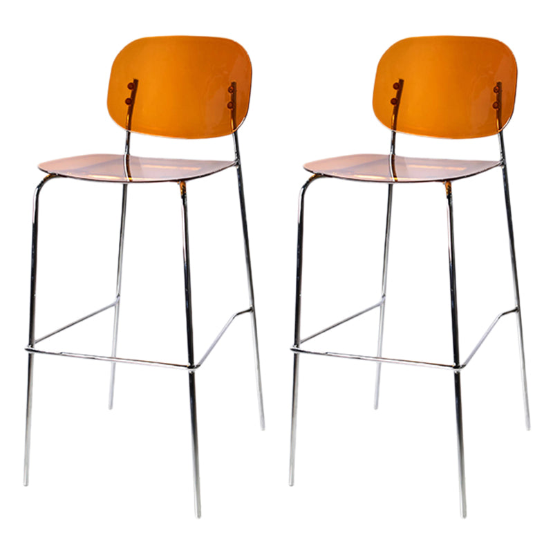 Modern Silver Base Counter Stool Rectangle Acrylic Footrest Counter-height Stool