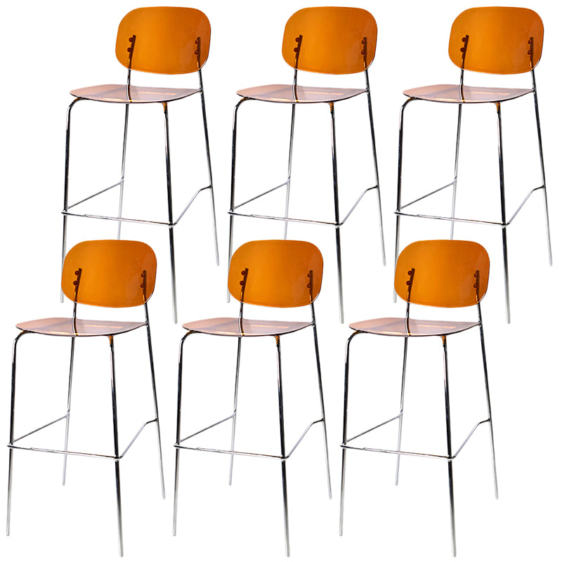 Modern Silver Base Counter Stool Rectangle Acrylic Footrest Counter-height Stool