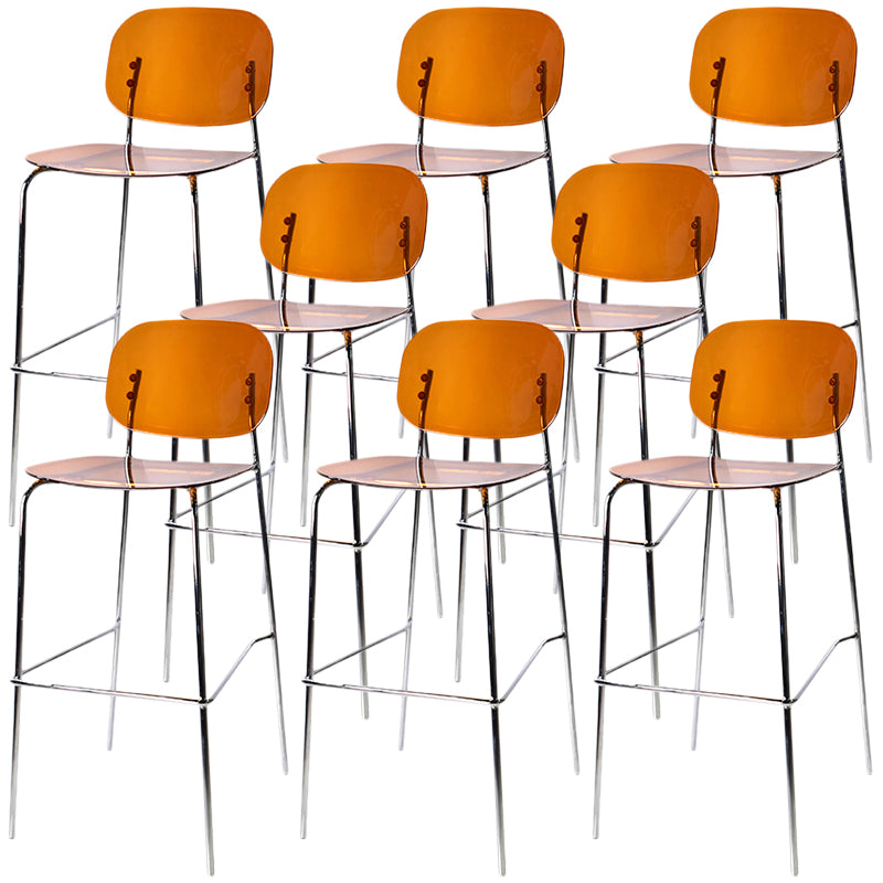 Modern Silver Base Counter Stool Rectangle Acrylic Footrest Counter-height Stool