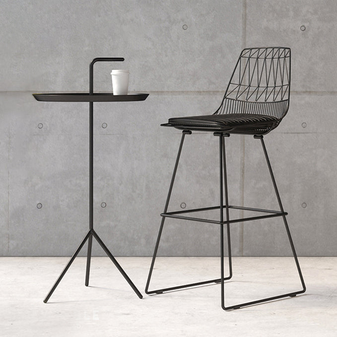 Glam Iron Upholstered Bar Stool Armless Backrest Stool for Bristol